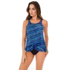 Miraclesuit Woman's Multicolor Mirage Tankini Swim‎ Top Size 12